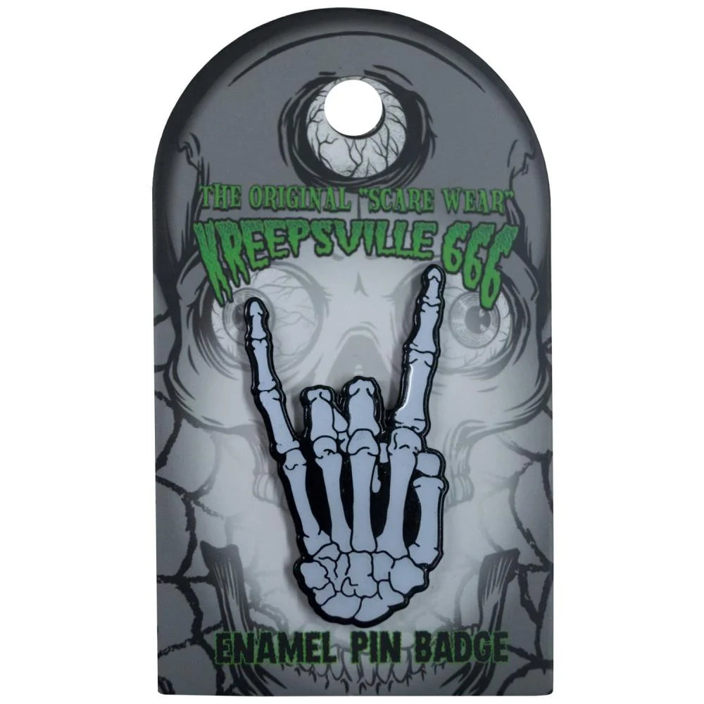 Kreepsville 666 Skeleton Devil Glow Enamel Pin Badge