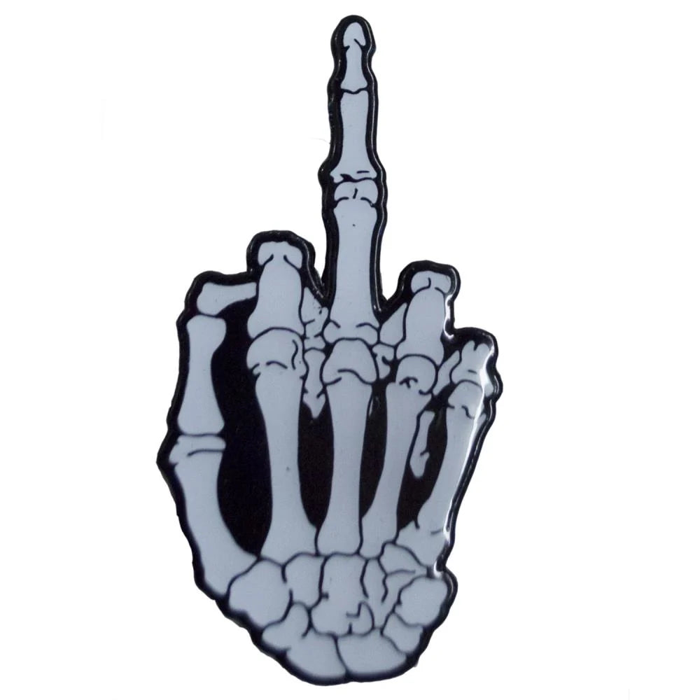 Kreepsville 666 Skeleton Middle Finger Glow Enamel Pin Badge