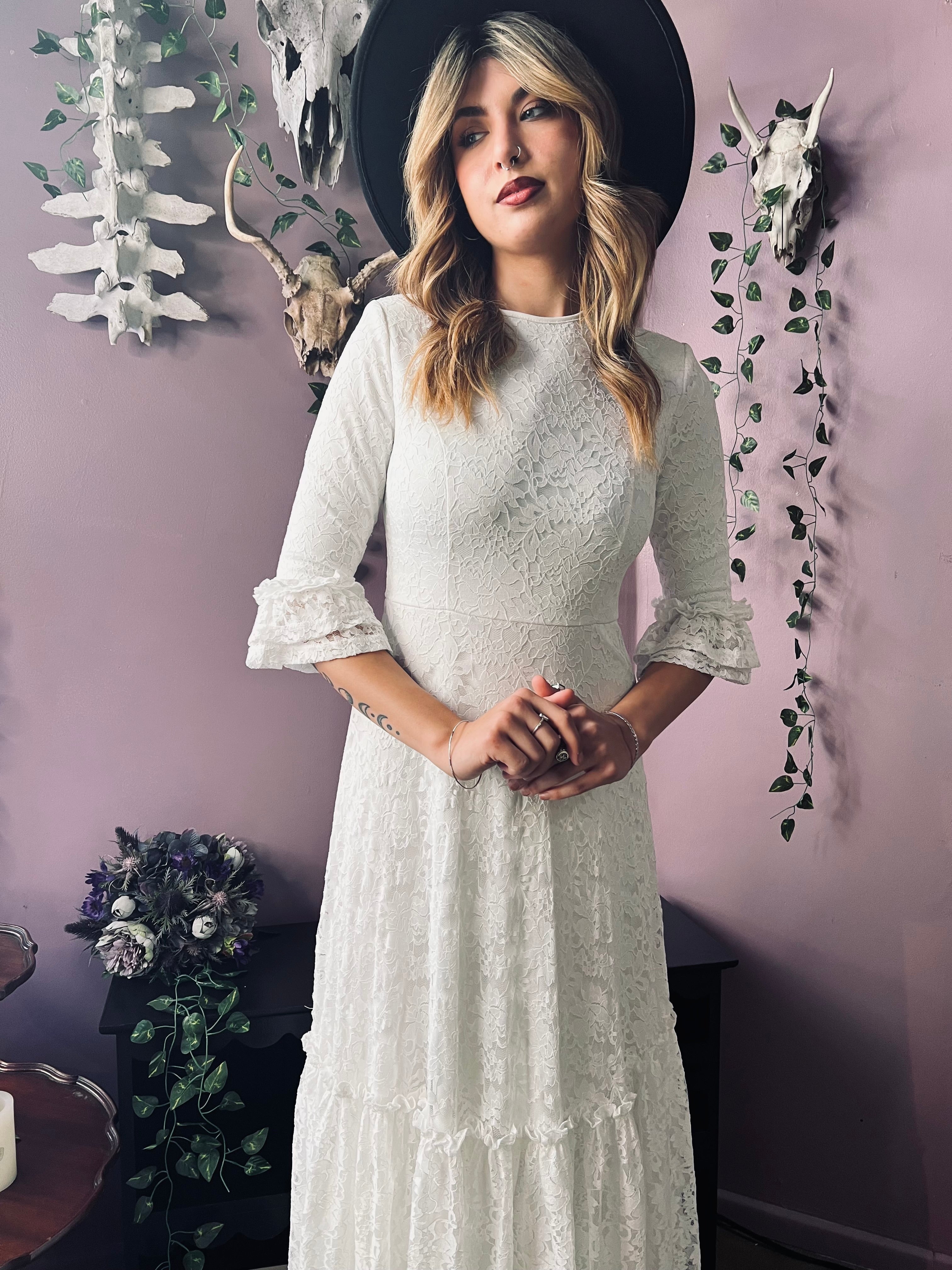 Witchwood Mina Ivory Floral Lace Bride of the Vampire Maxi Dress