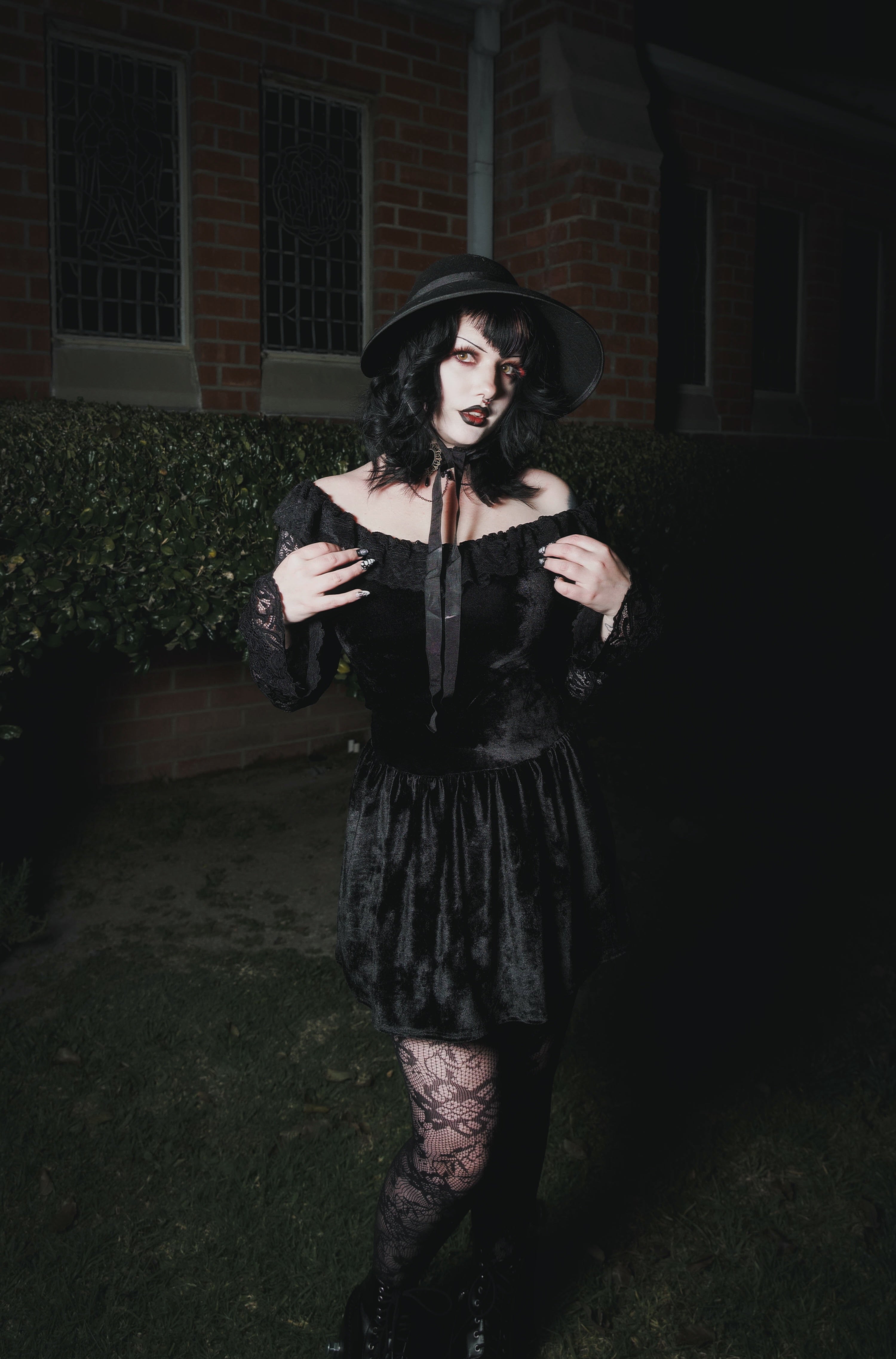 Vera's Eyecandy Black Widow Velvet Dress