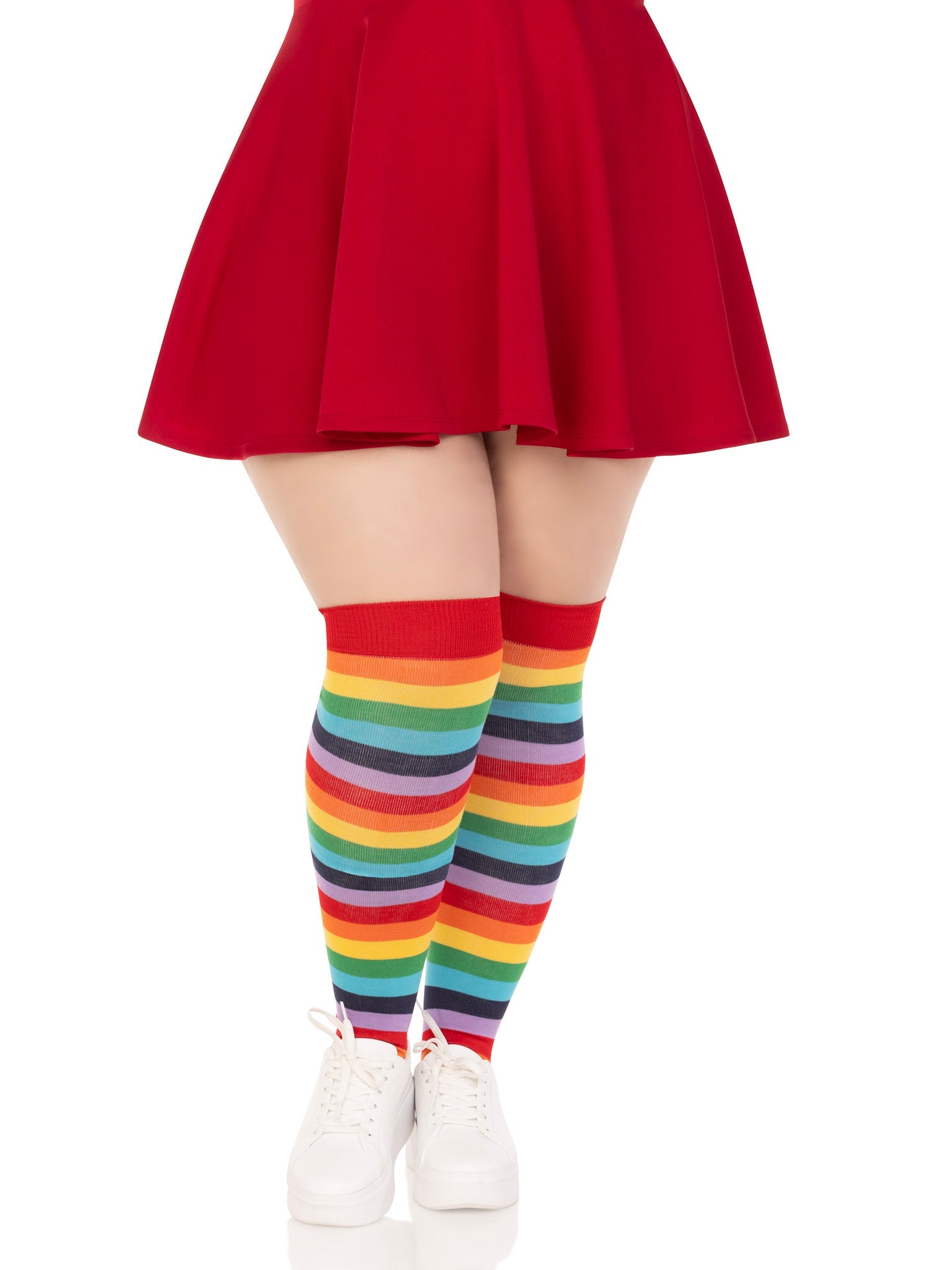 Leg Avenue Cherry Plus Rainbow Thigh High Socks