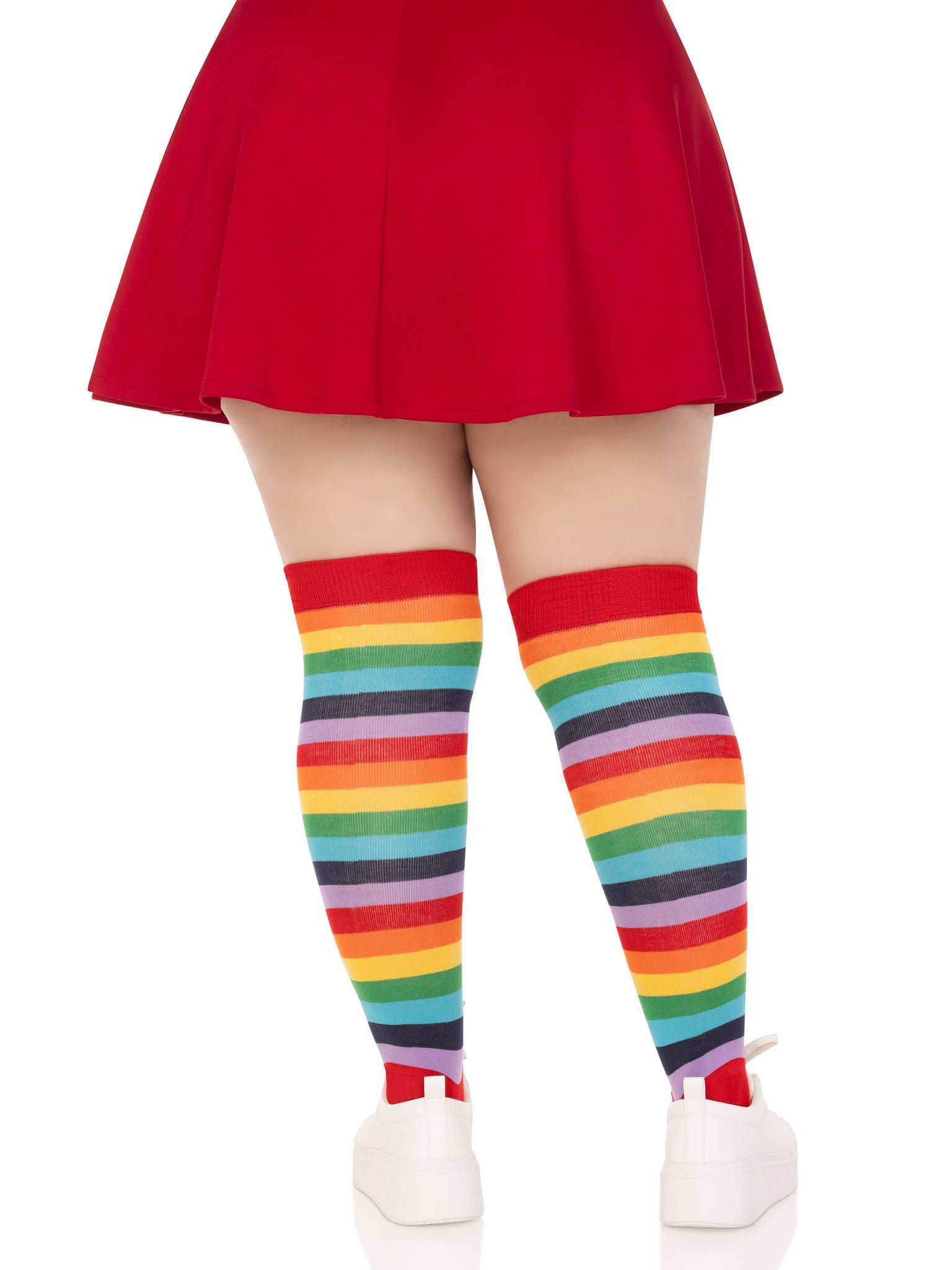 Leg Avenue Cherry Plus Rainbow Thigh High Socks