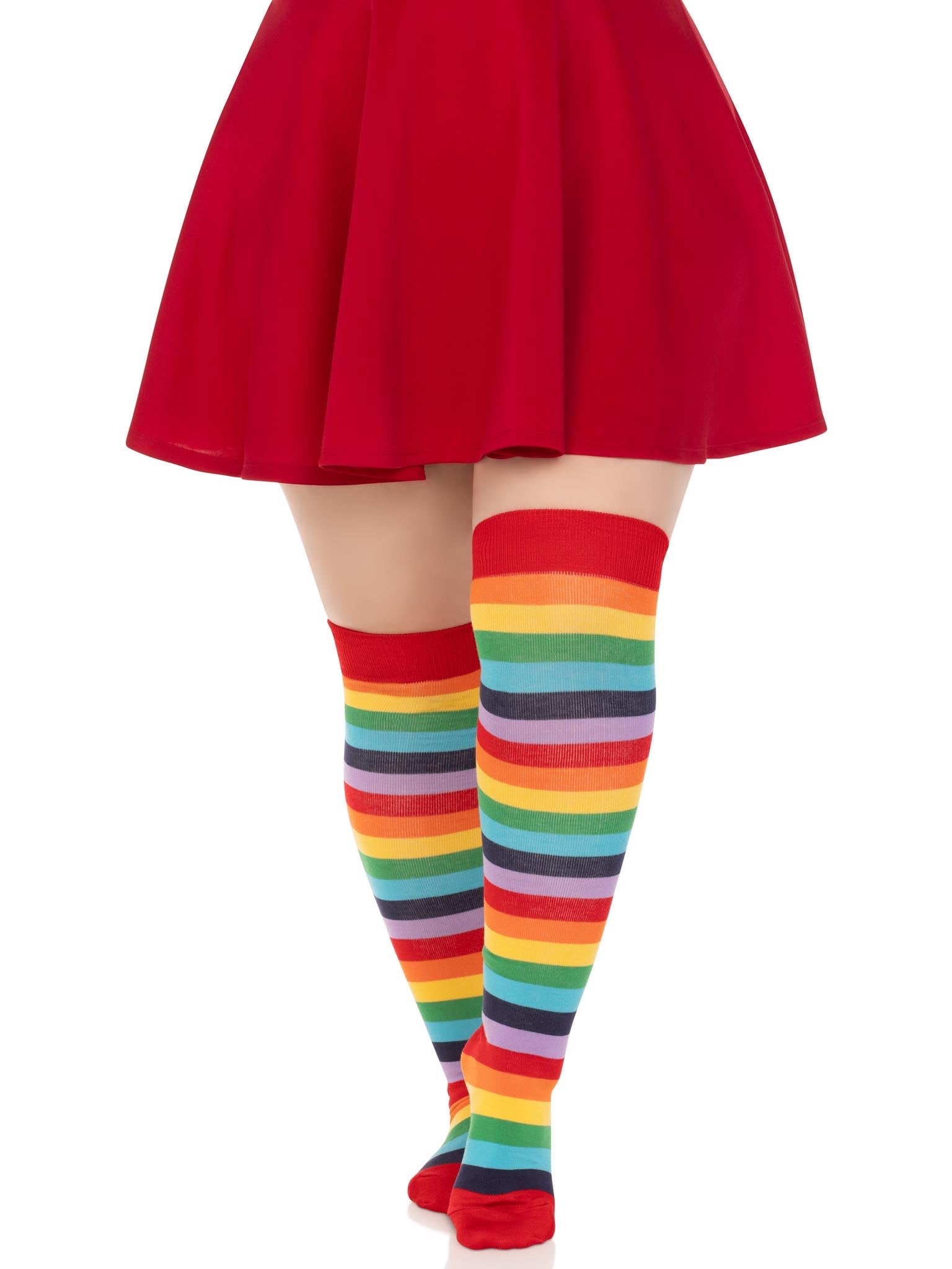 Leg Avenue Cherry Plus Rainbow Thigh High Socks