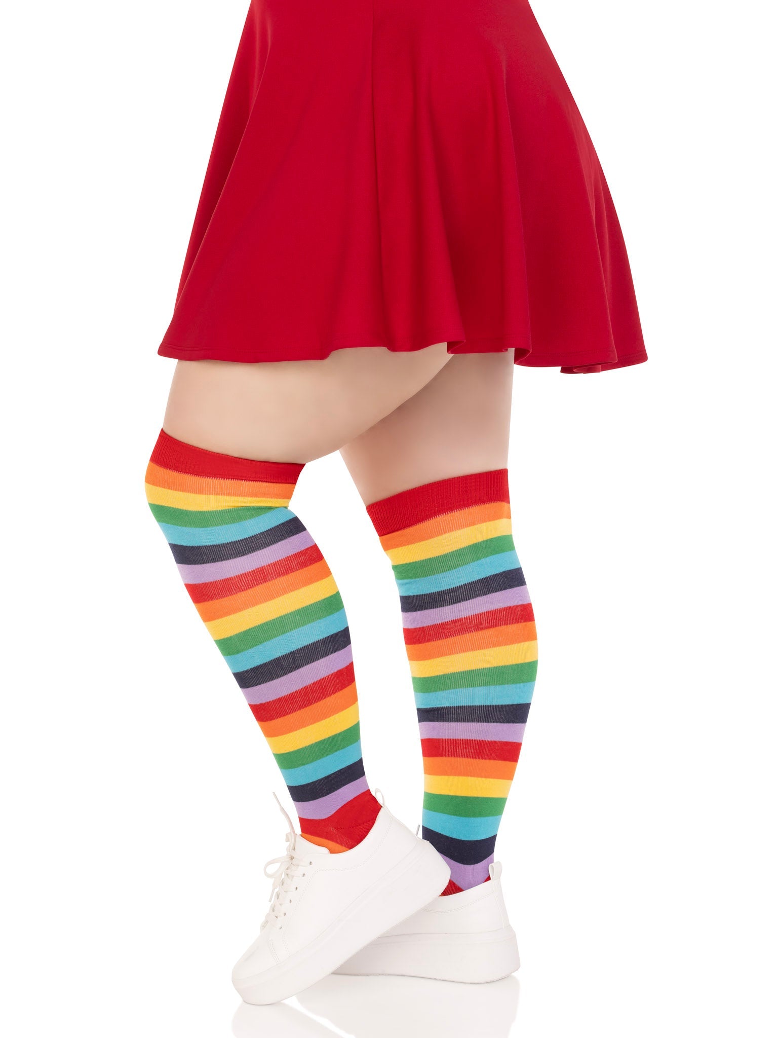 Leg Avenue Cherry Plus Rainbow Thigh High Socks