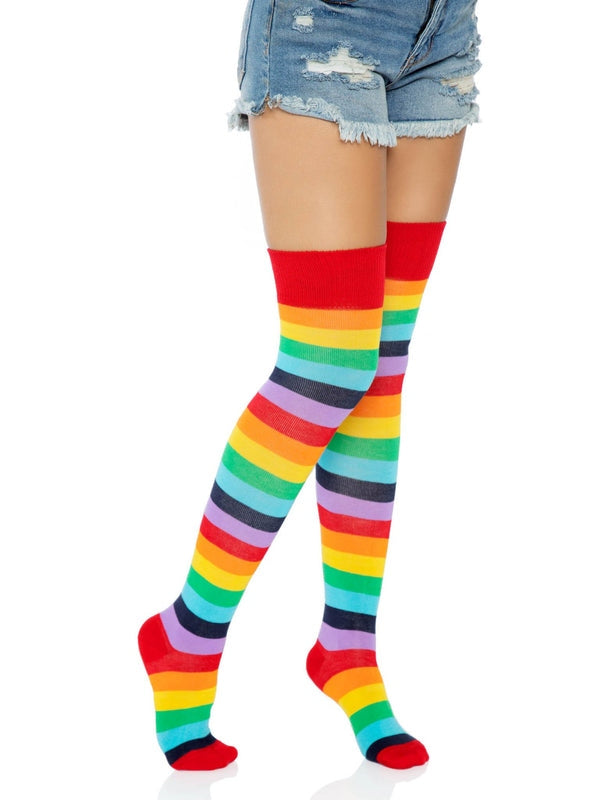 Leg Avenue Cherry Rainbow Thigh High Socks