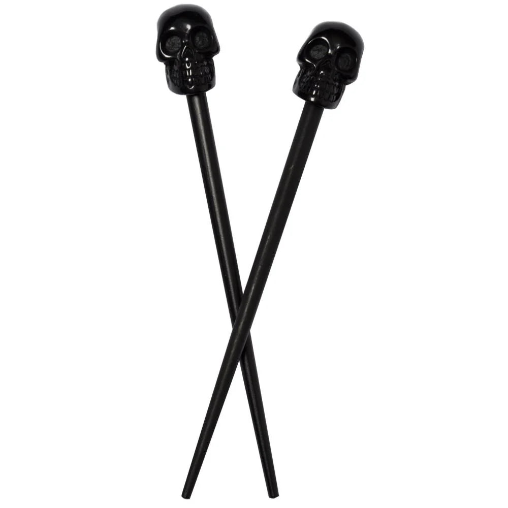 Kreepsville 666 Skull Collection Black Hair Sticks