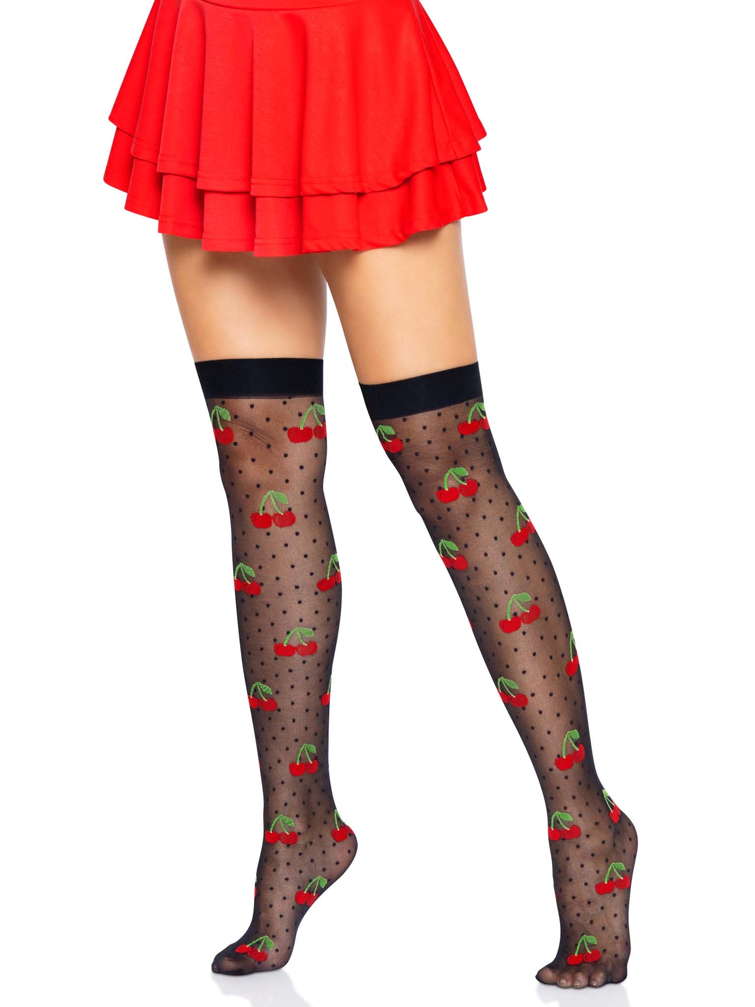 Leg Avenue Cherry Dot Thigh High Stockings