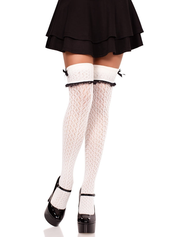 Leg Avenue Sofia Crocheted Thigh High Bow Socks