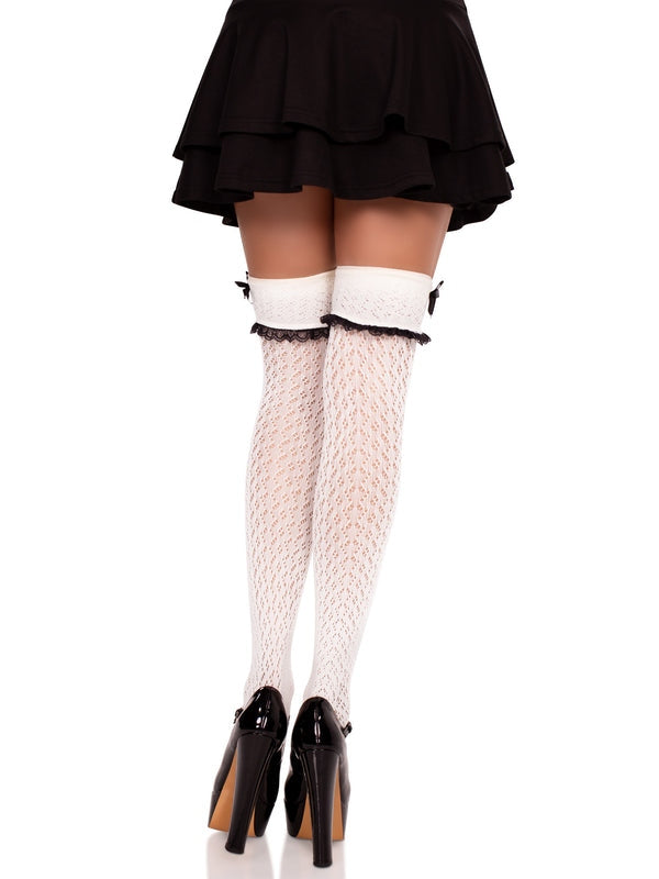 Leg Avenue Sofia Crocheted Thigh High Bow Socks