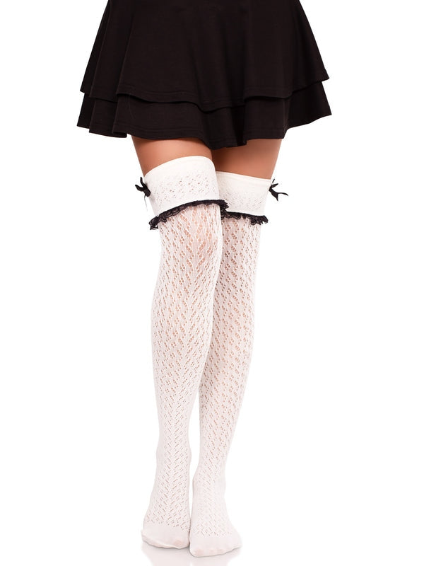 Leg Avenue Sofia Crocheted Thigh High Bow Socks