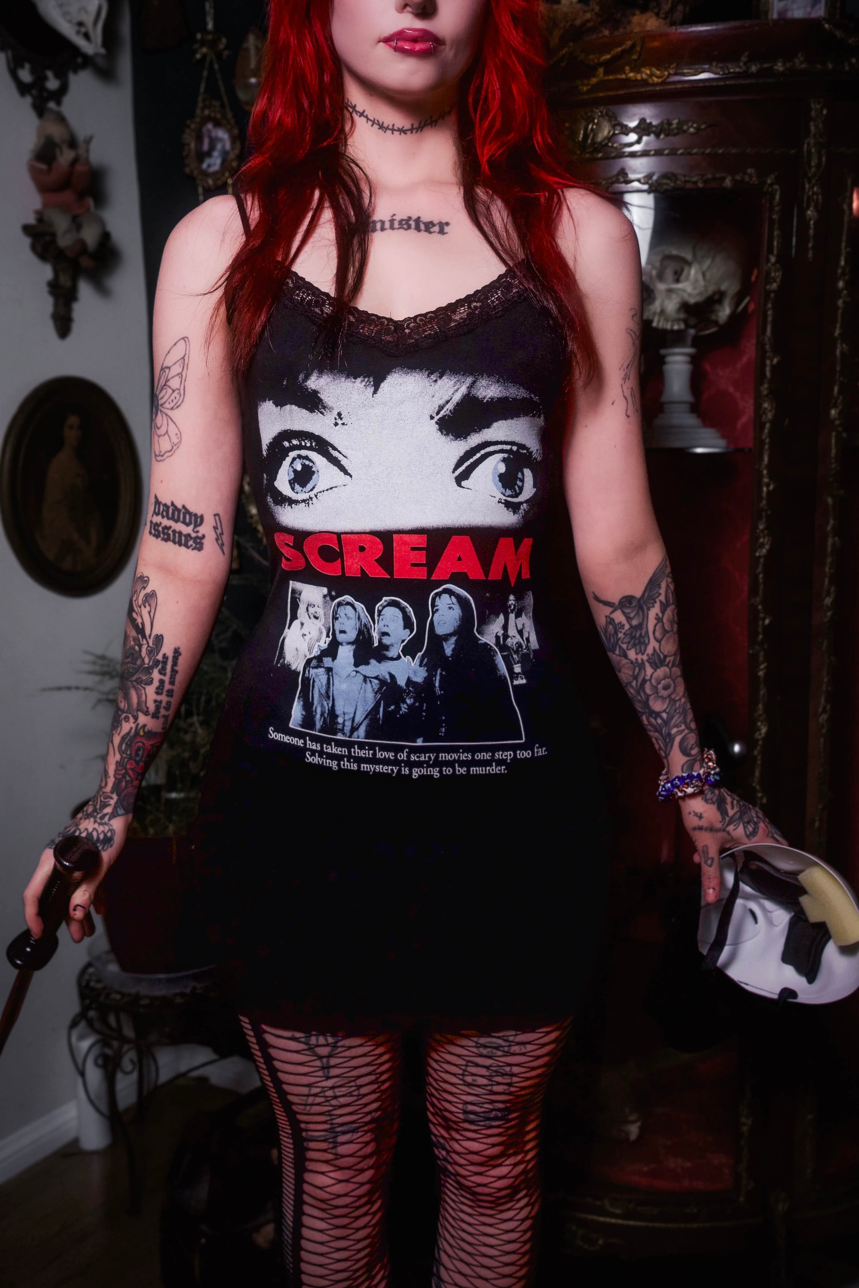 Vera's Eyecandy Scream Lace Strap Dress