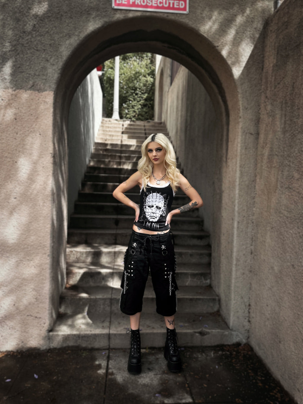 Vera's Eyecandy I am Pain Lace Ribbed Tank Ltd Ed