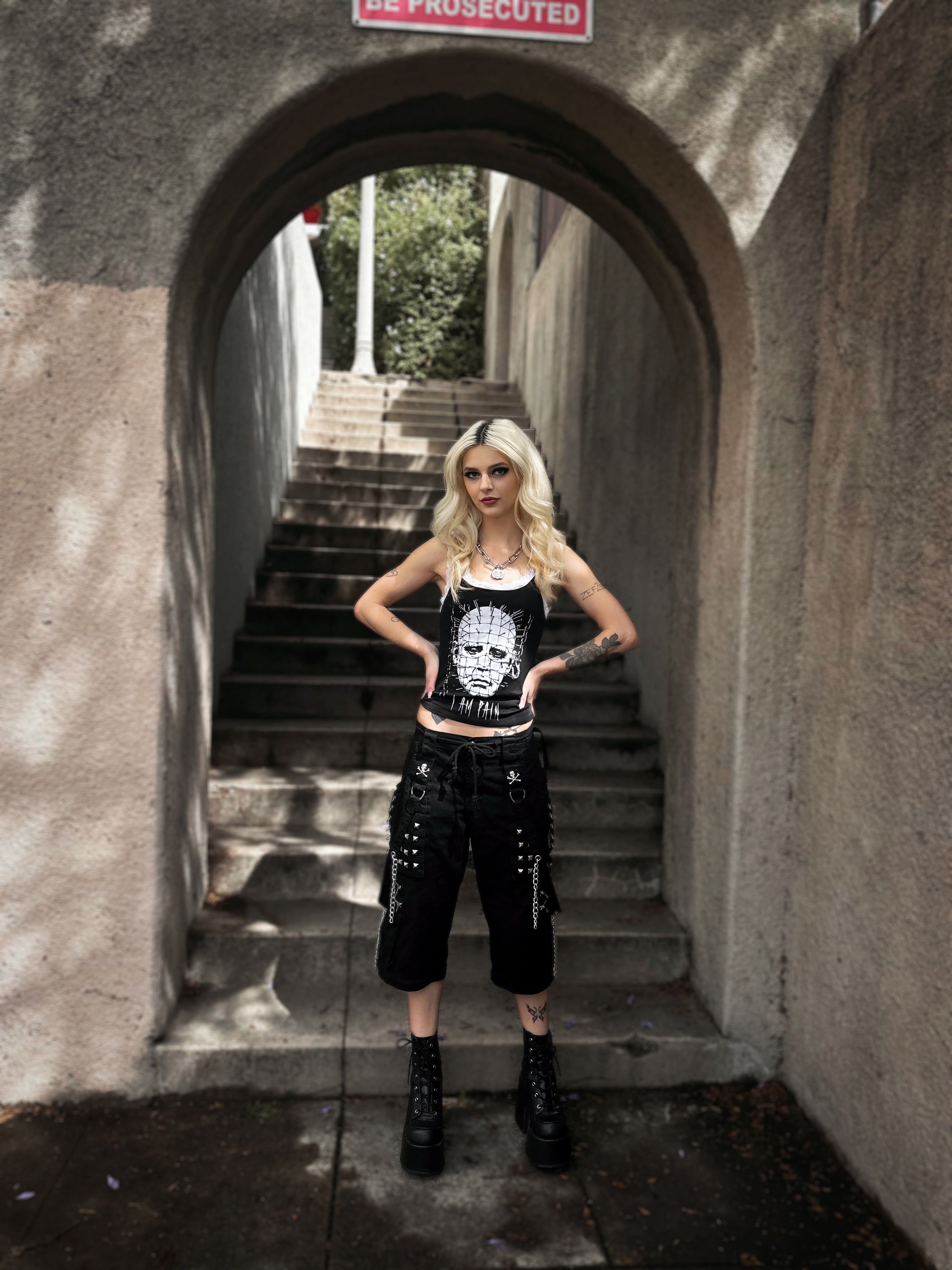 Vera's Eyecandy I am Pain Lace Ribbed Tank Ltd Ed