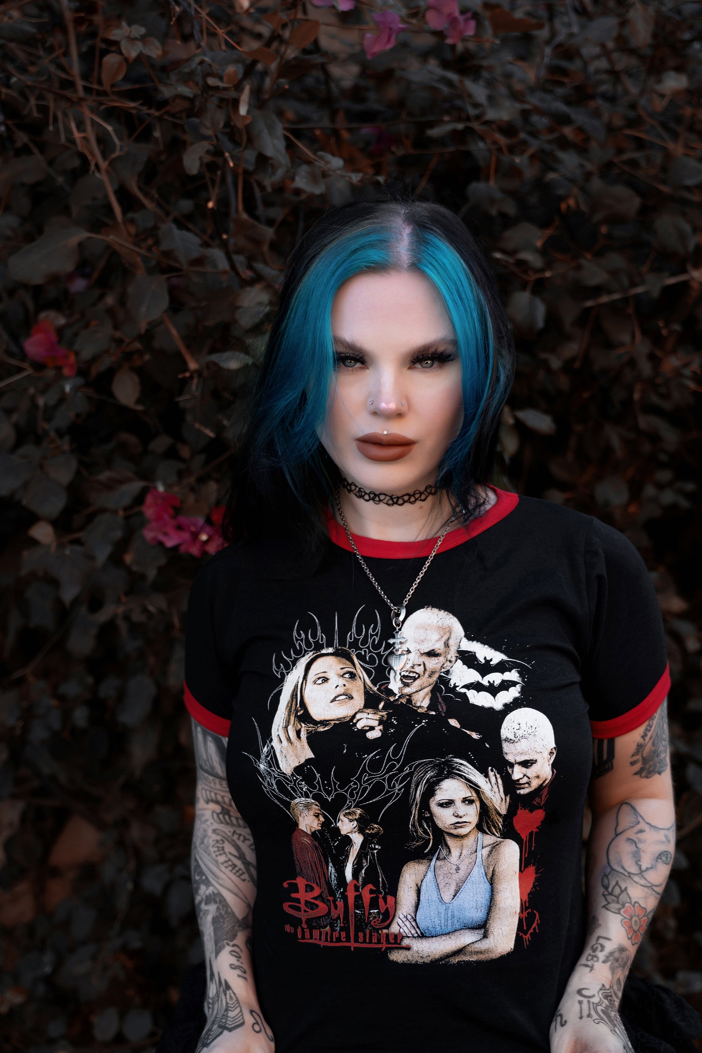 Vera's Eyecandy Buffy Vampire + Spike Ringer Tee