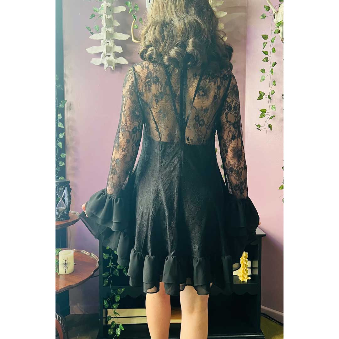 Witchwood Nightshade Dark Floral Mini Babydoll Dress