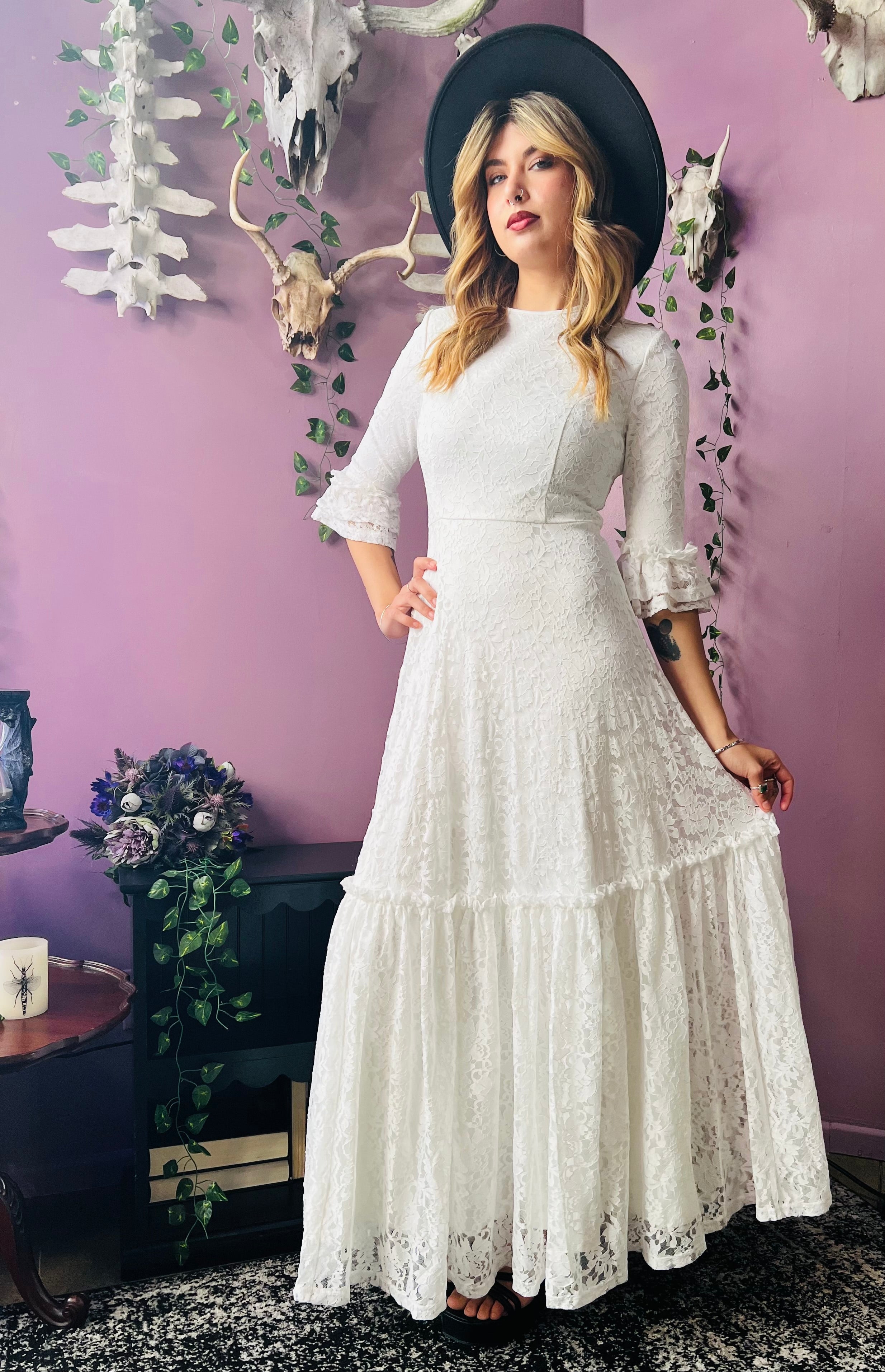 Witchwood Mina Ivory Floral Lace Bride of the Vampire Maxi Dress