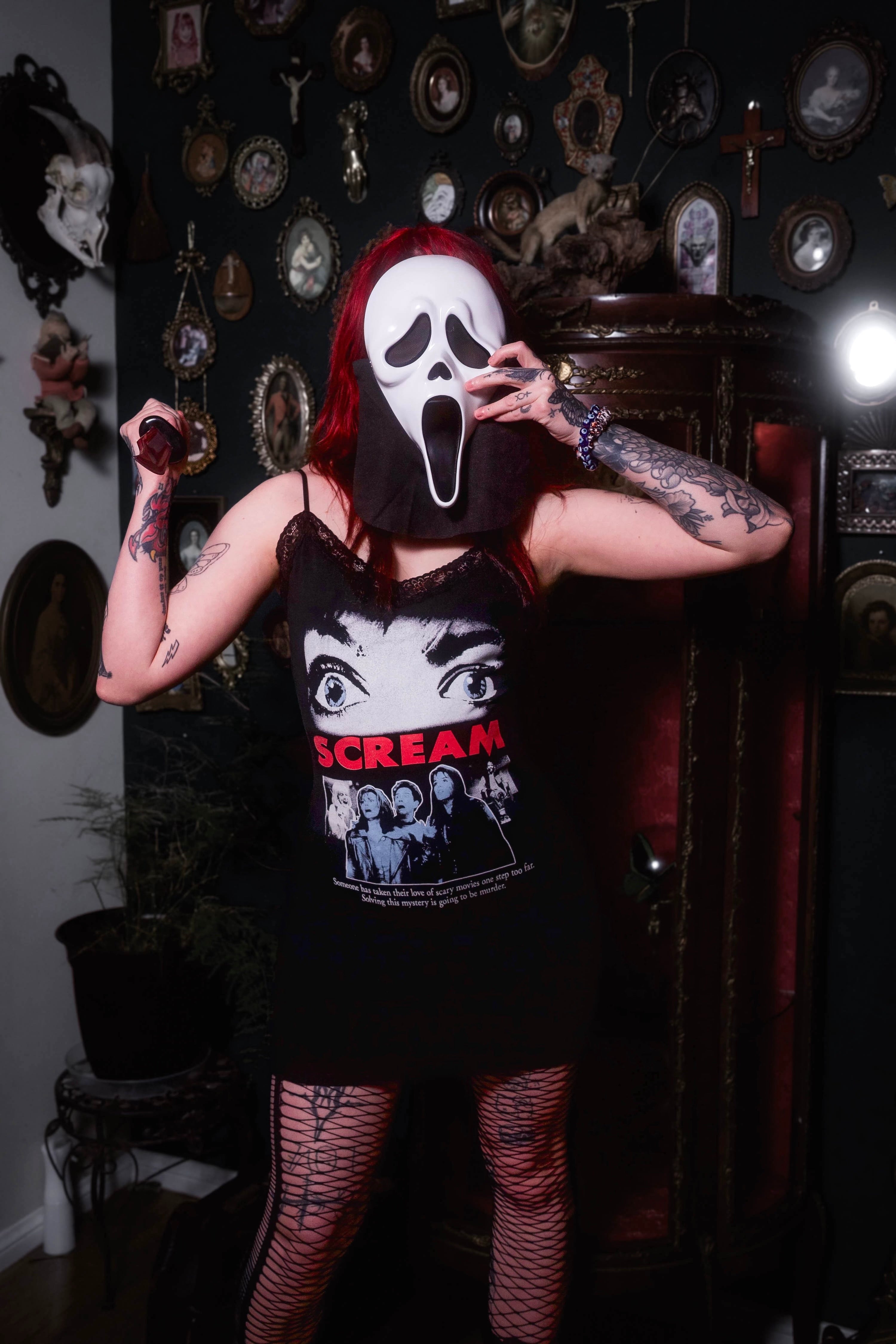 Vera's Eyecandy Scream Lace Strap Dress