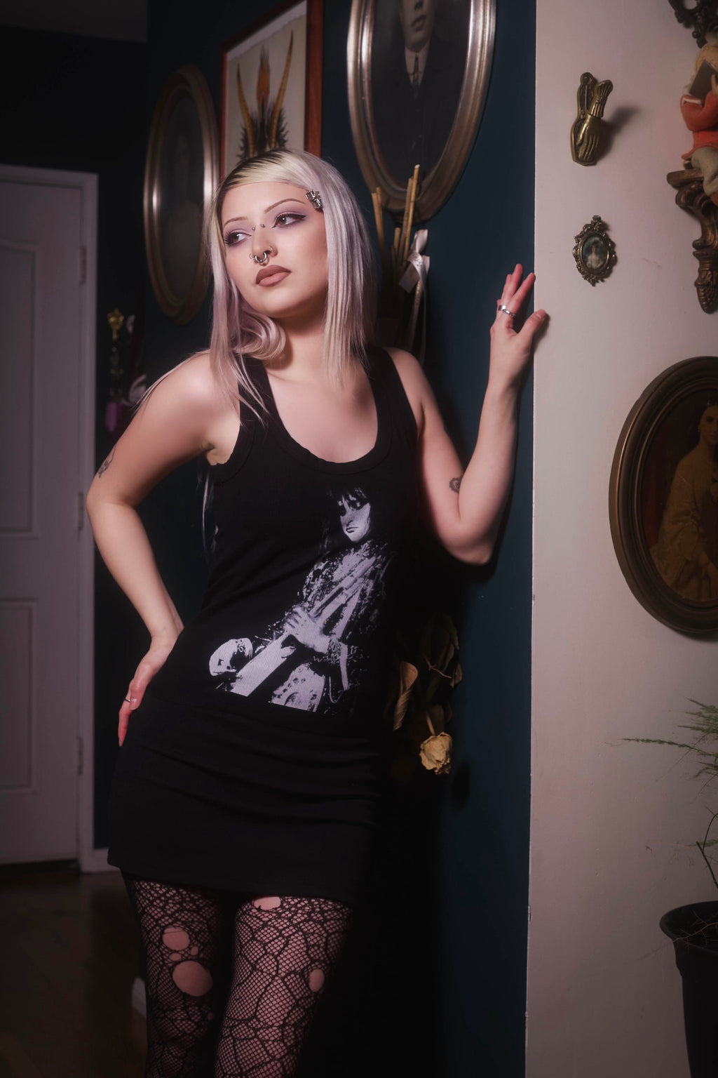 Vera's Eyecandy Siouxsie Goth Ribbed Tank Top