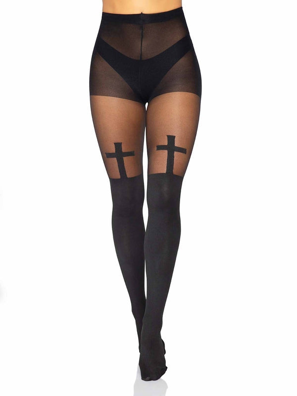 Leg Avenue Bless Me Gothic Cross Tights