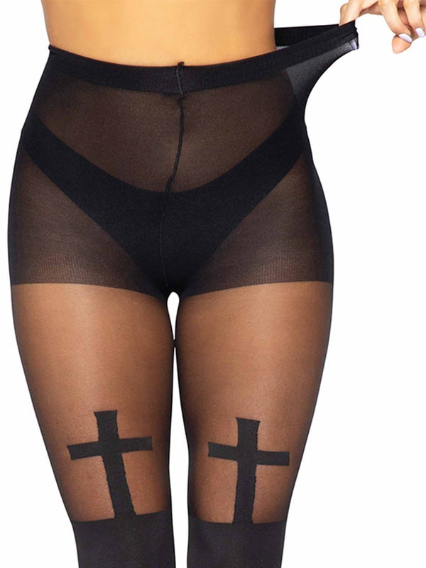 Leg Avenue Bless Me Gothic Cross Tights