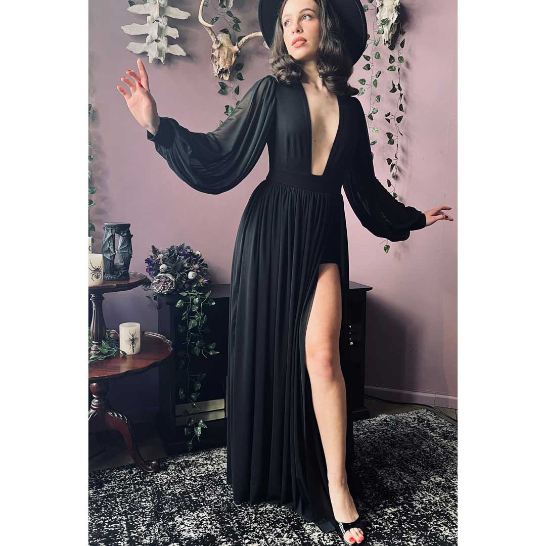 maxi dress with built in shorts Essential Dress With Built-In Shorts - Black