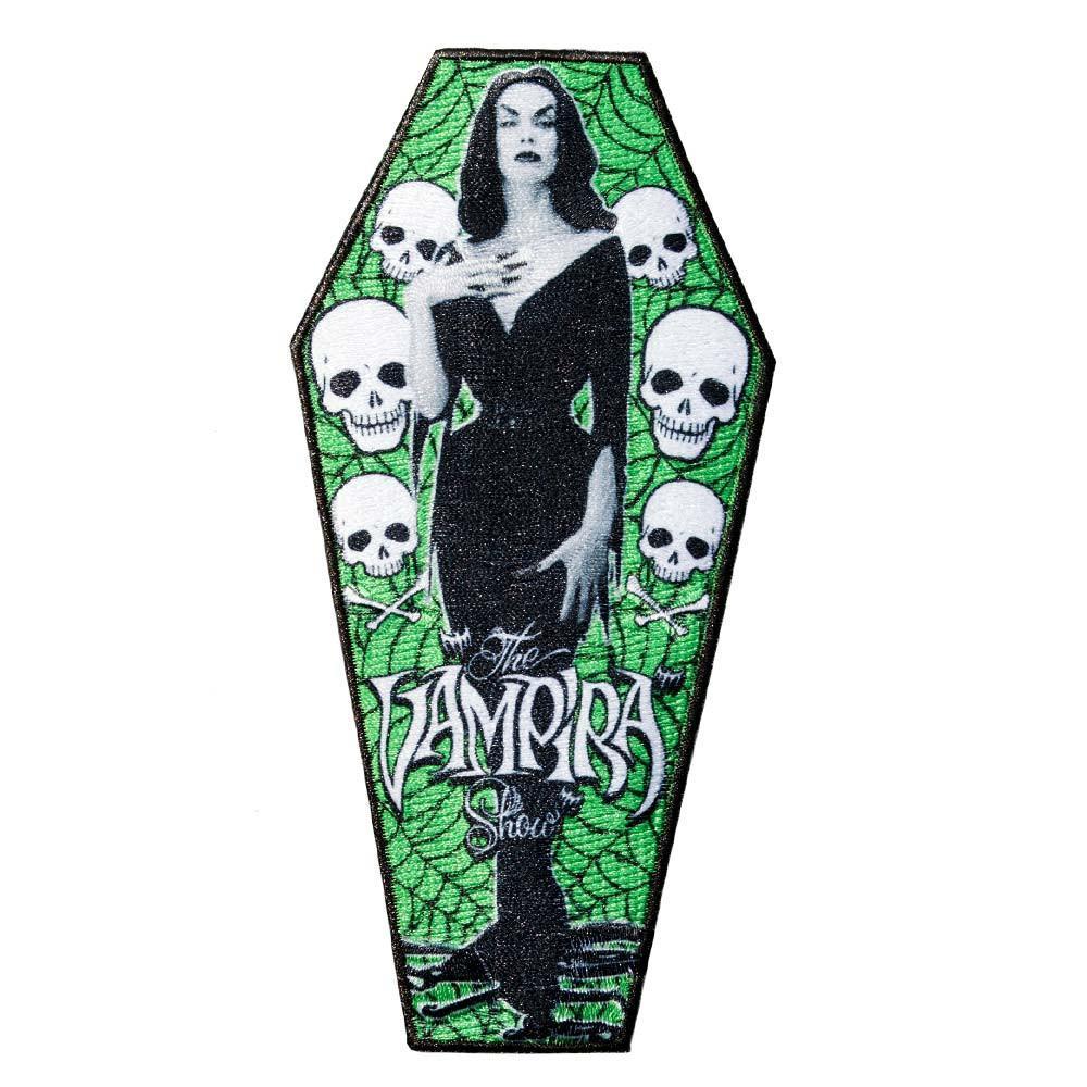 Kreepsville 666 Vampira Coffin Iron On Embroidered Patch