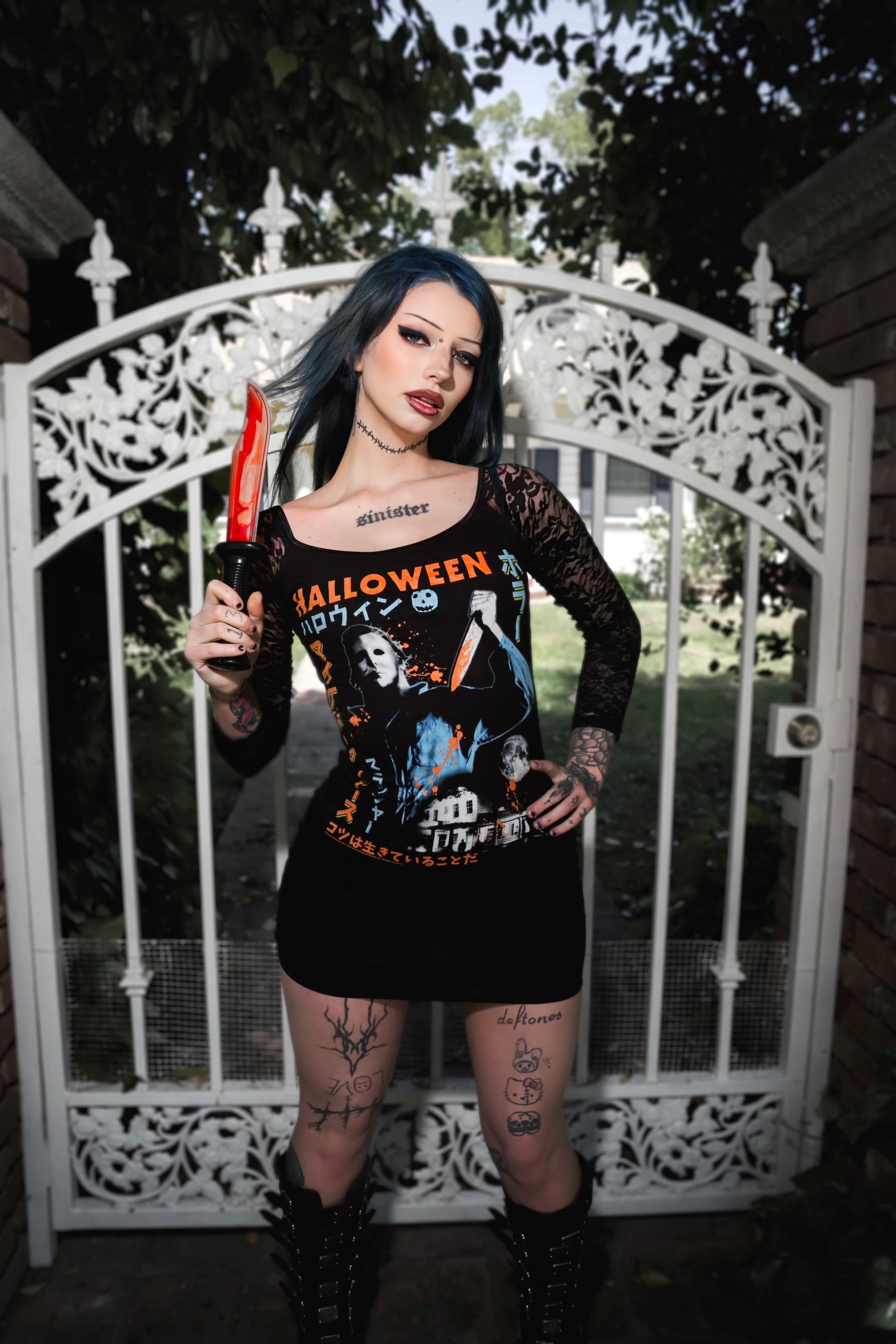 Vera's Eyecandy Halloween Off-Shoulder Lace Dress
