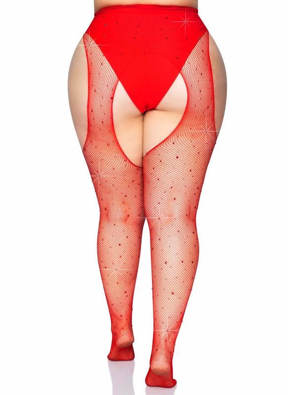 Leg Avenue Casey Plus Rhinestone Fishnet Pantyhose