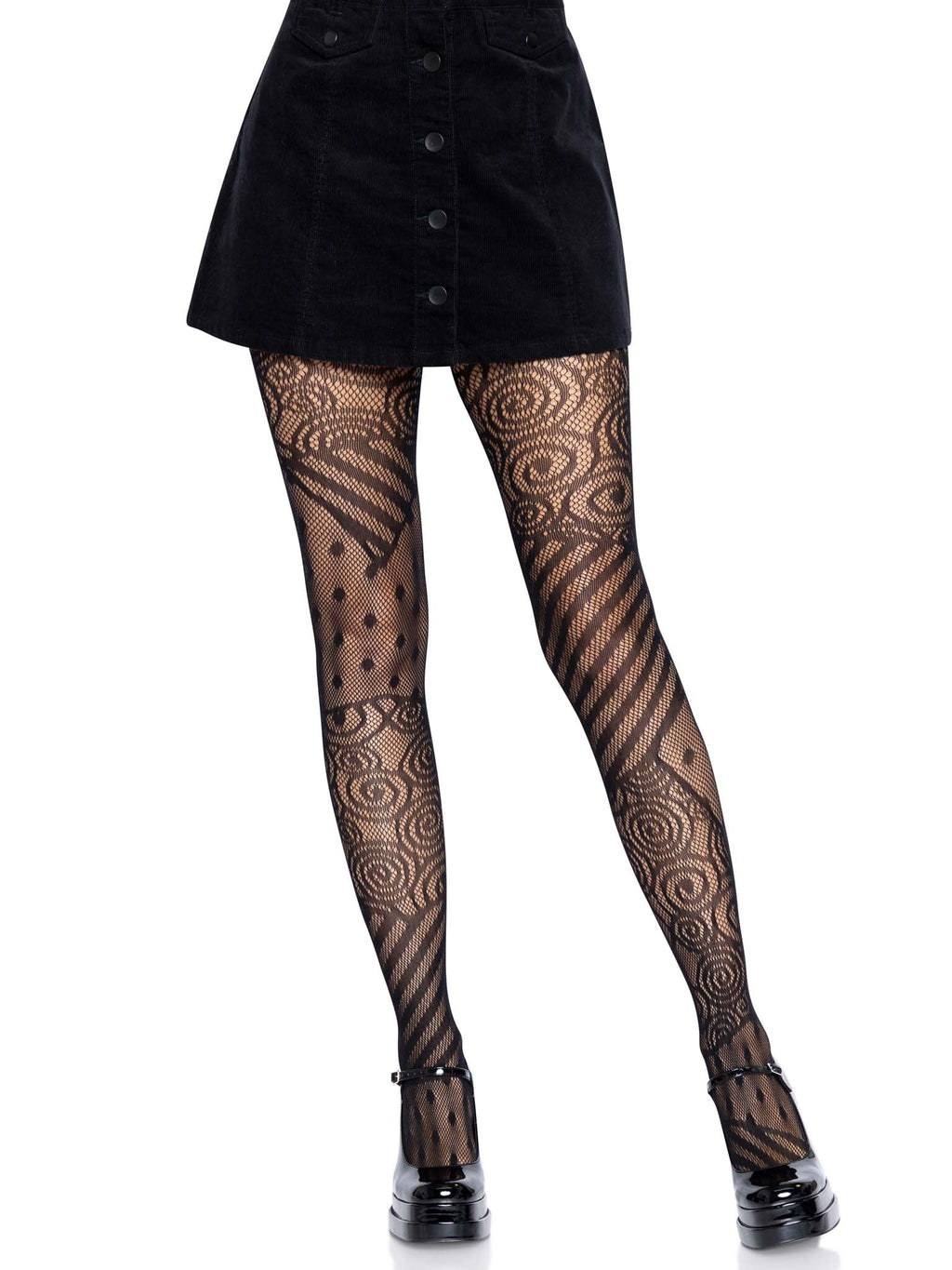 Leg Avenue Doll Net Stripe Swirl Tights