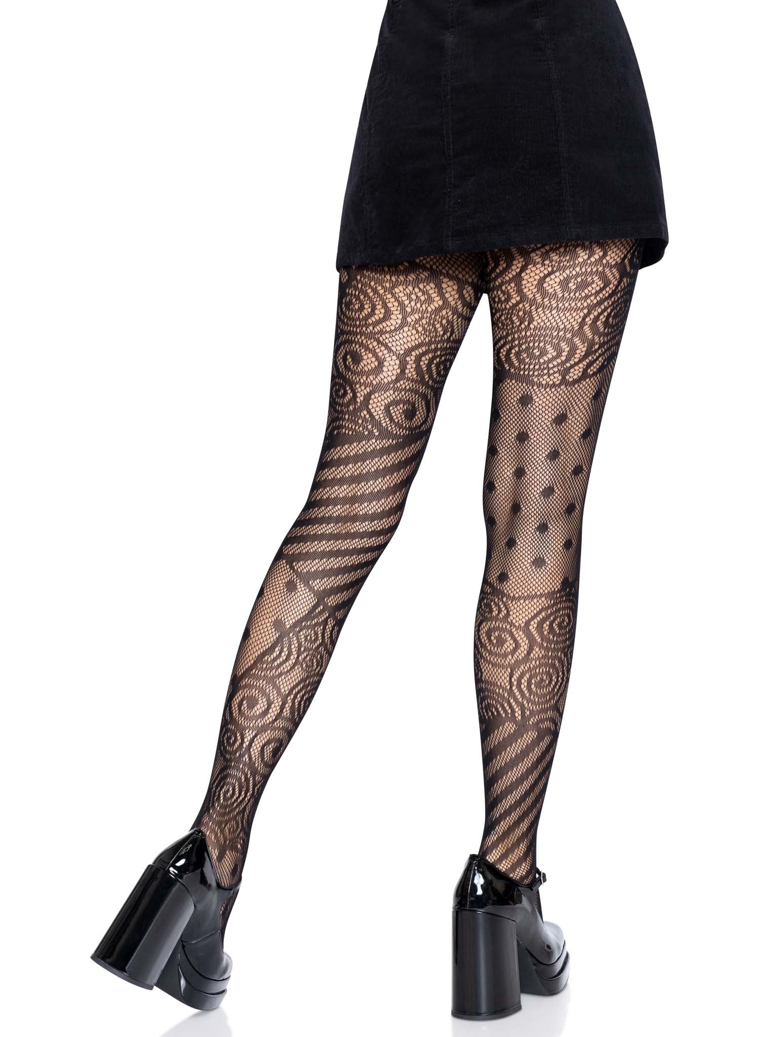Leg Avenue Doll Net Stripe Swirl Tights