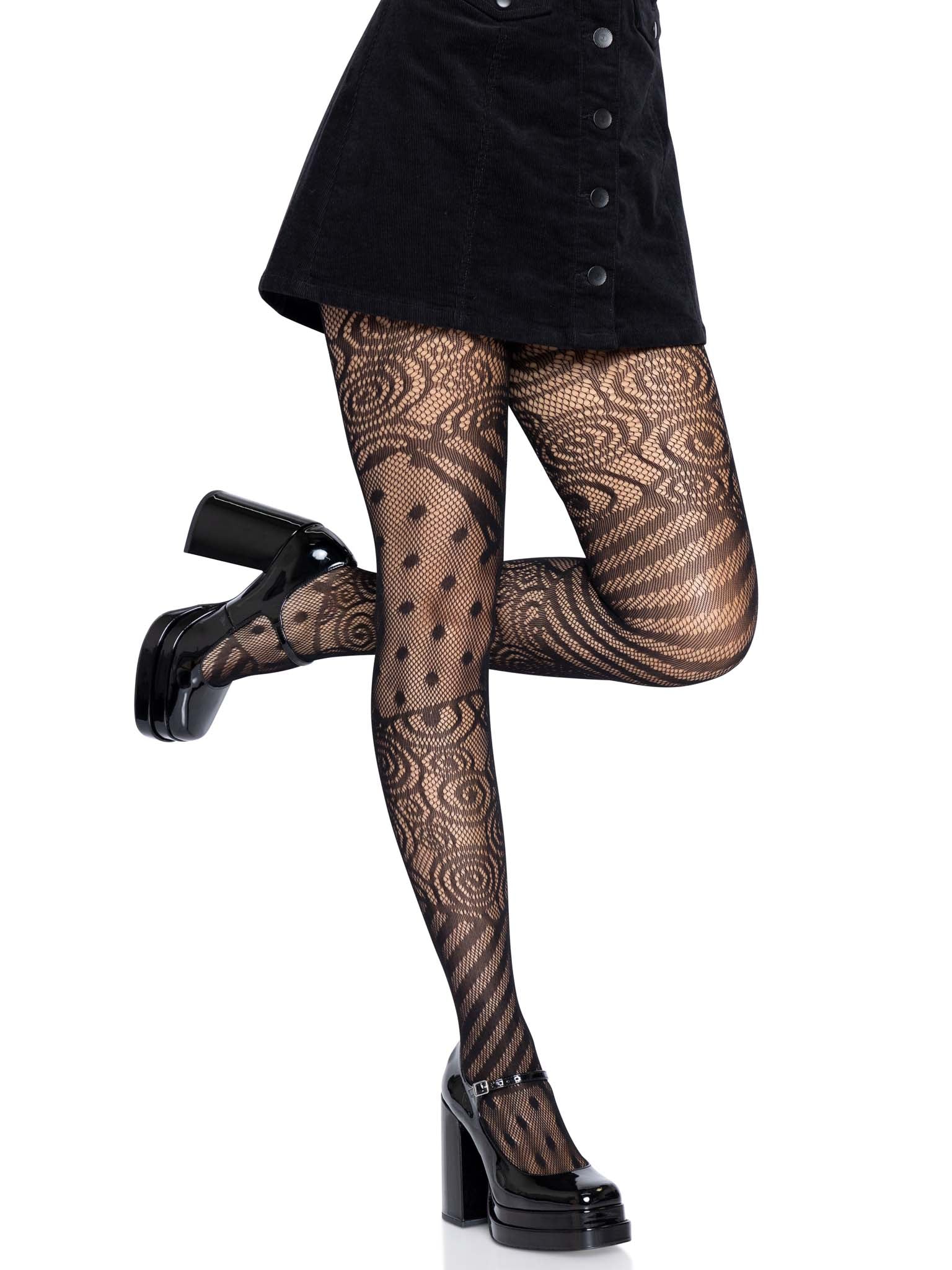 Leg Avenue Doll Net Stripe Swirl Tights