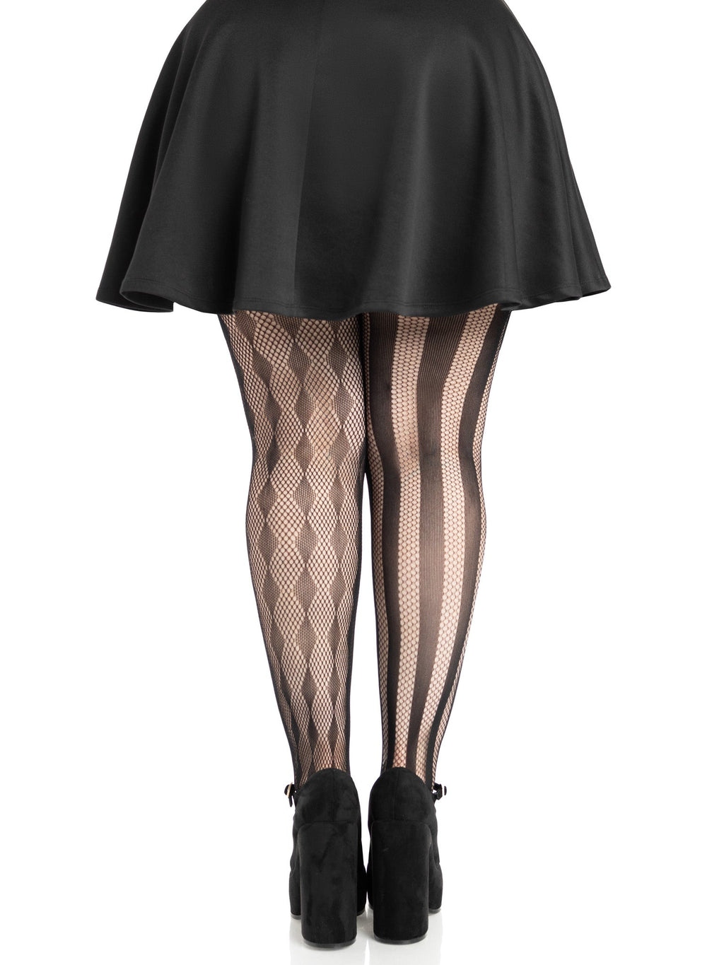 Leg Avenue Plus Size Harlequin Black Stripe Diamond Net Tights