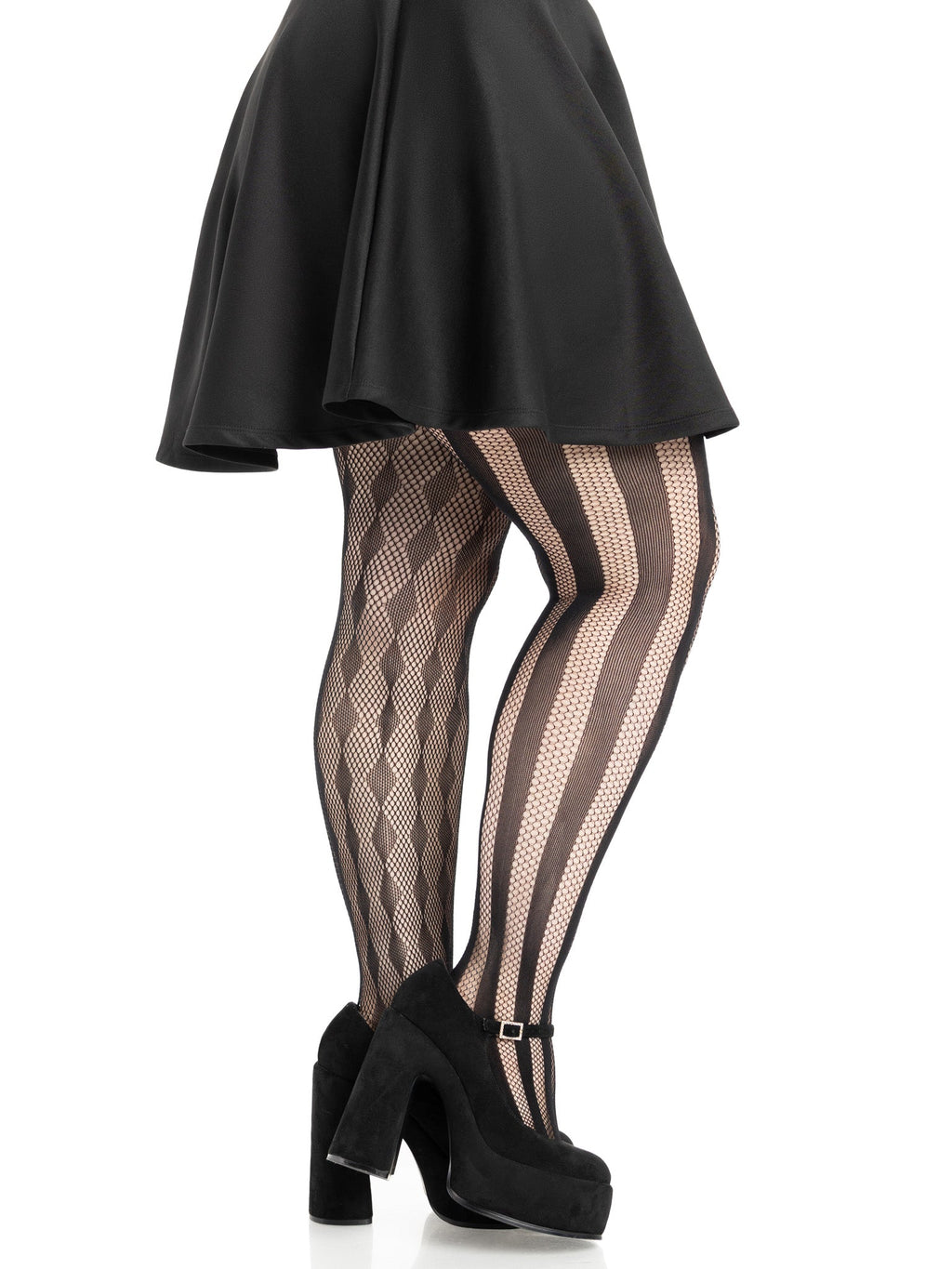 Leg Avenue Plus Size Harlequin Black Stripe Diamond Net Tights