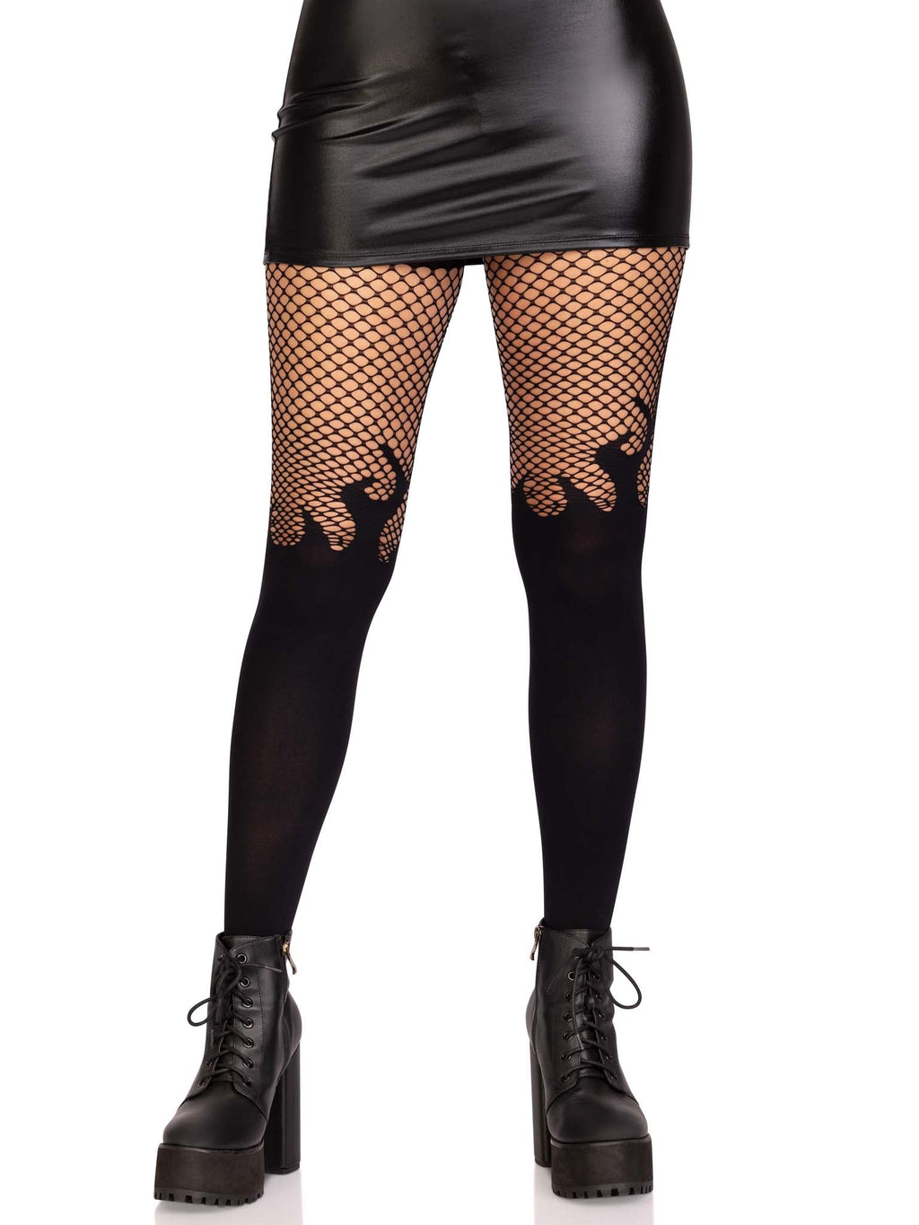 Leg Avenue Blaze Flames Opaque Fishnet Tights