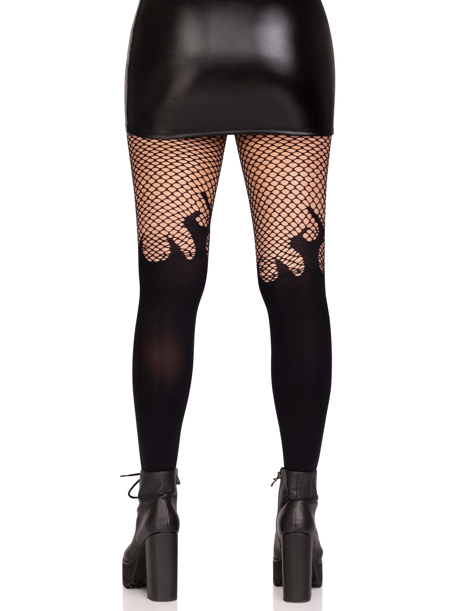 Leg Avenue Blaze Flames Opaque Fishnet Tights