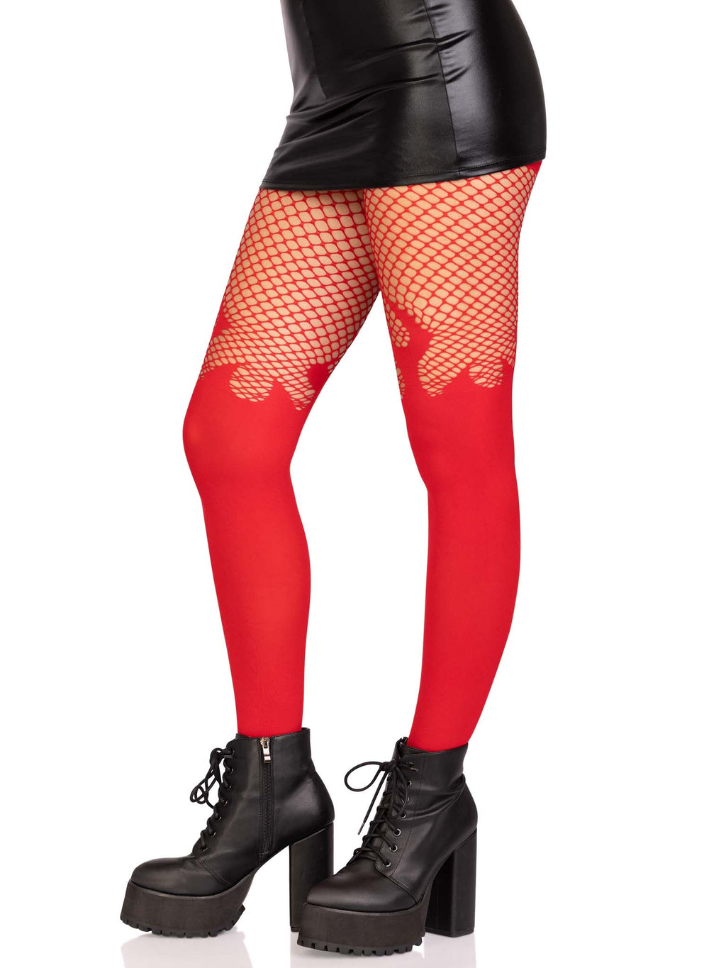 Leg Avenue Blaze Flames Opaque Fishnet Tights