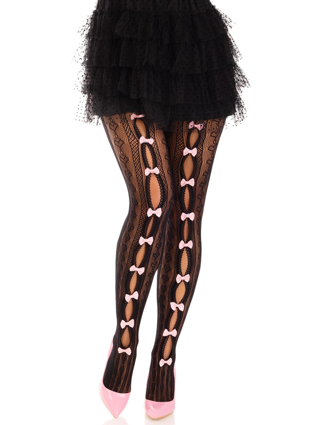 Leg Avenue Sweetheart Striped Peekaboo Bow Tights 2 Sizes