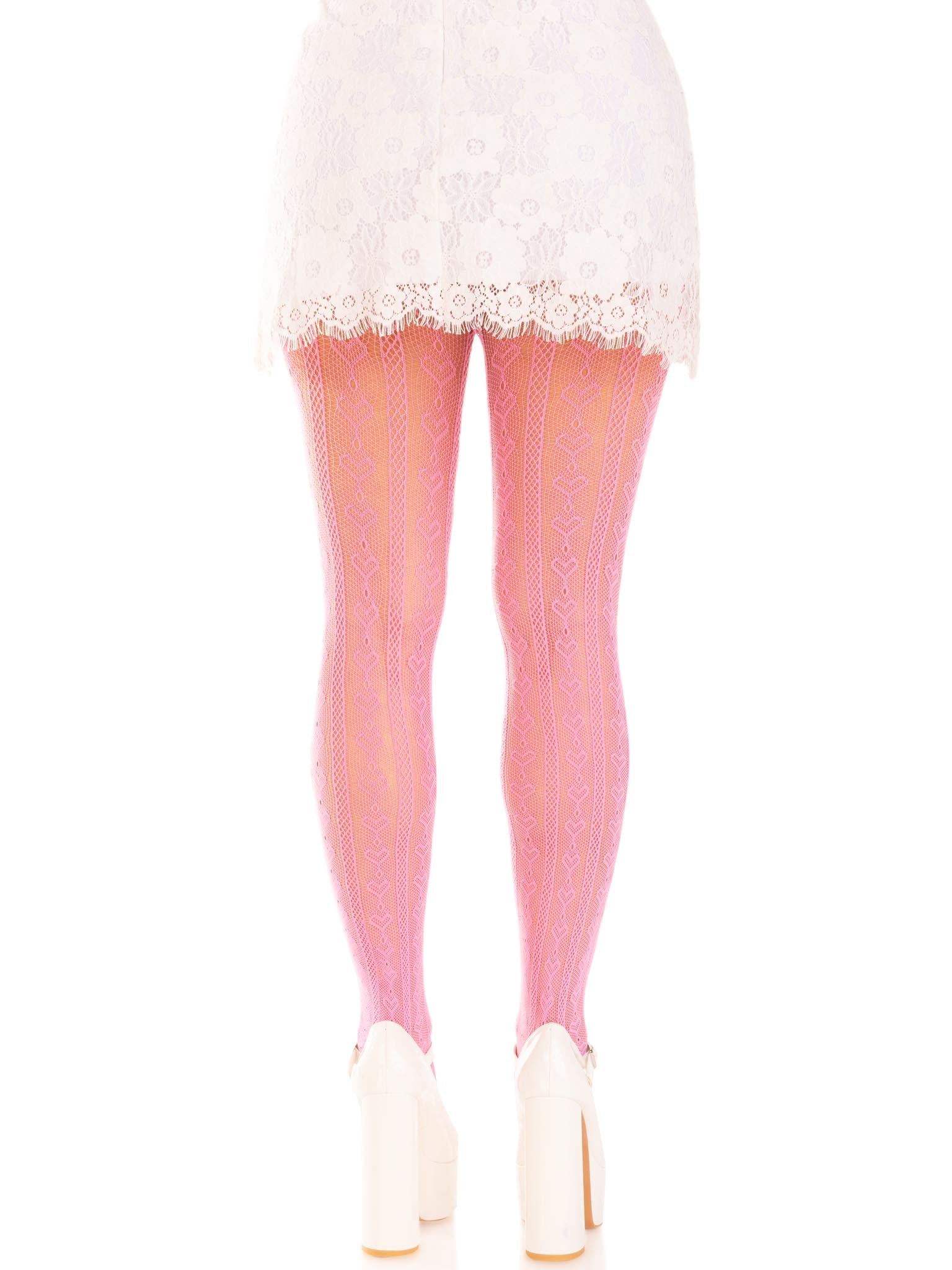 Leg Avenue Sweetheart Striped Peekaboo Bow Tights 2 Sizes