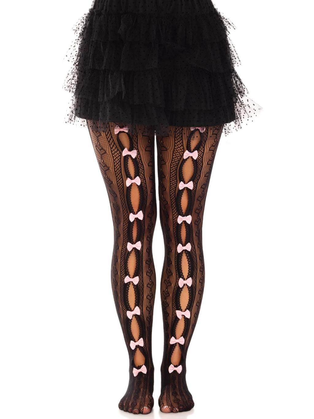 Leg Avenue Sweetheart Striped Peekaboo Bow Tights 2 Sizes