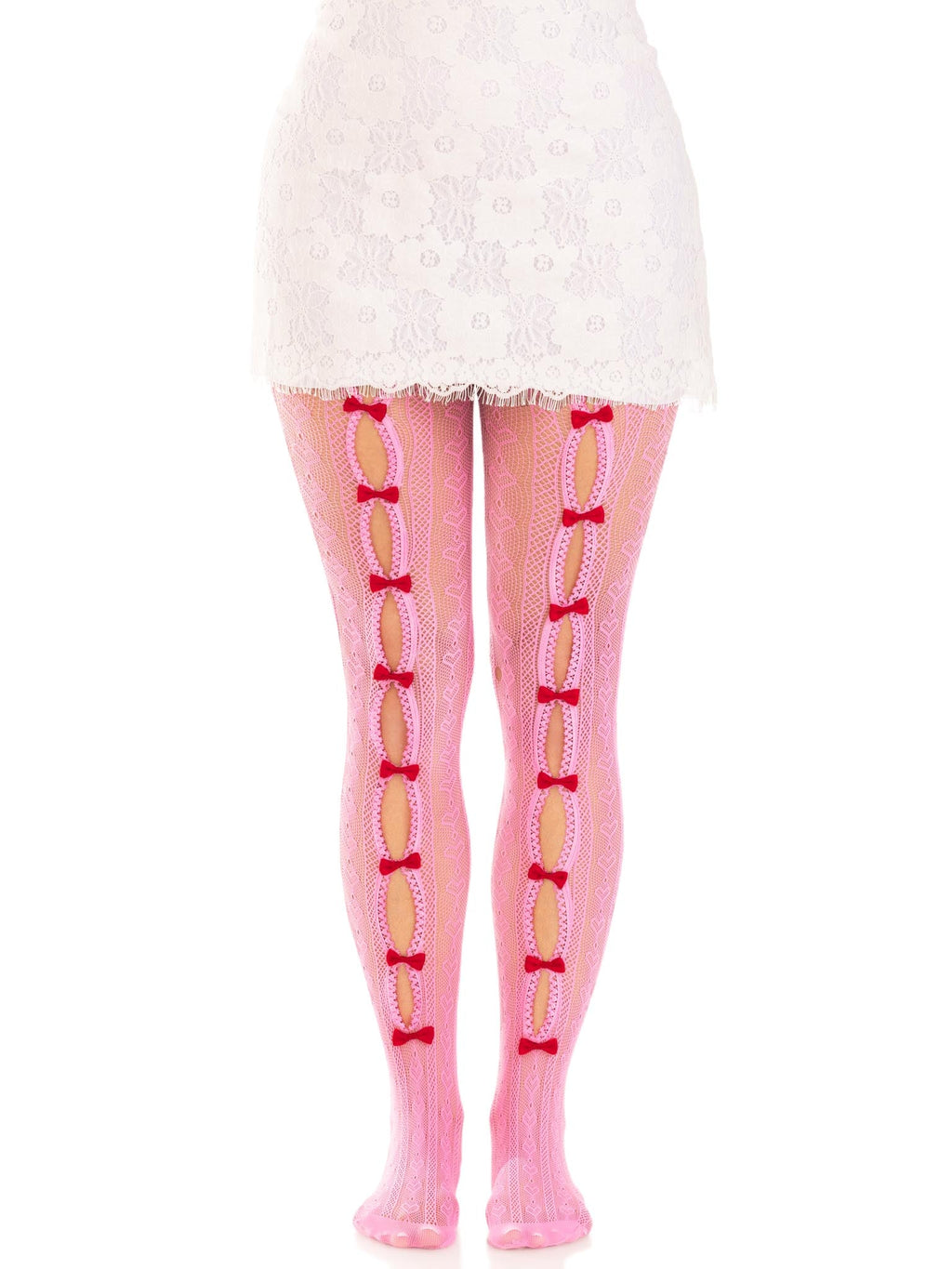 Leg Avenue Sweetheart Striped Peekaboo Bow Tights 2 Sizes
