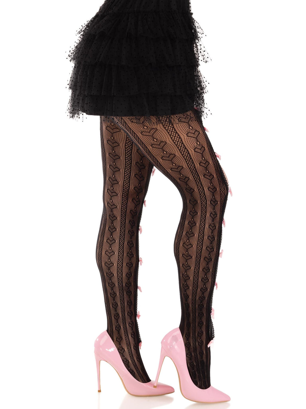 Leg Avenue Sweetheart Striped Peekaboo Bow Tights 2 Sizes