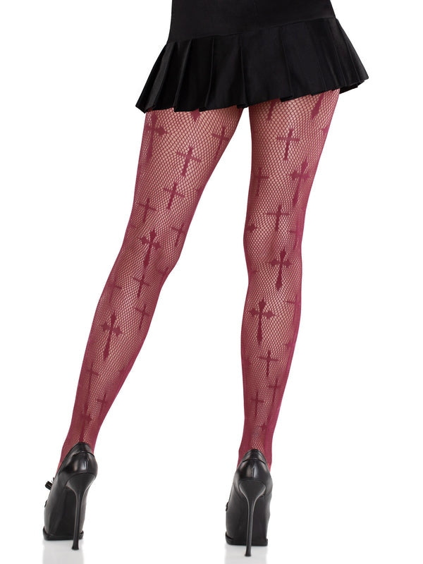 Leg Avenue Worship Me Crosses Net Tights