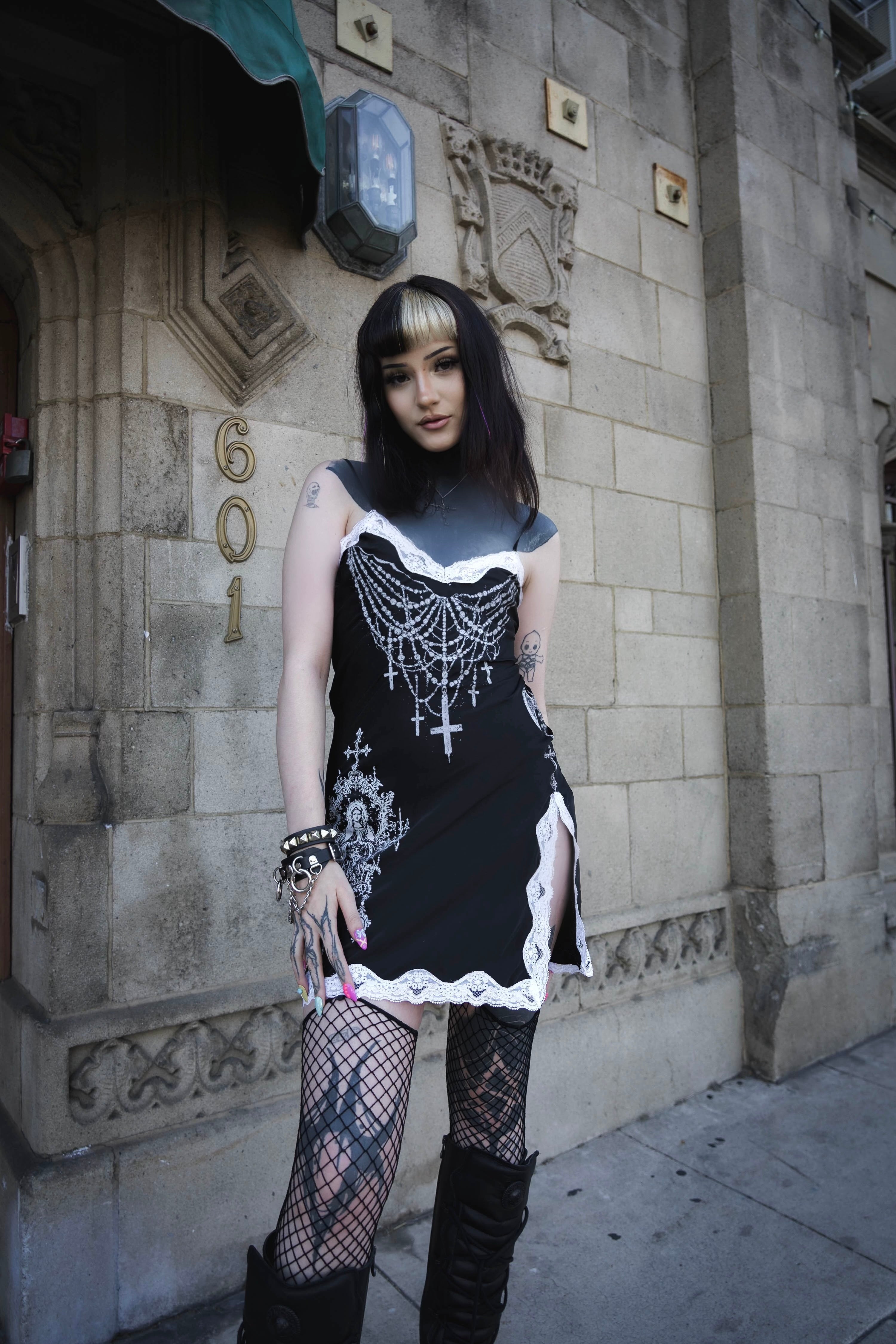 Vera's Eyecandy Forbidden Rosary Slip Mini Slip Dress