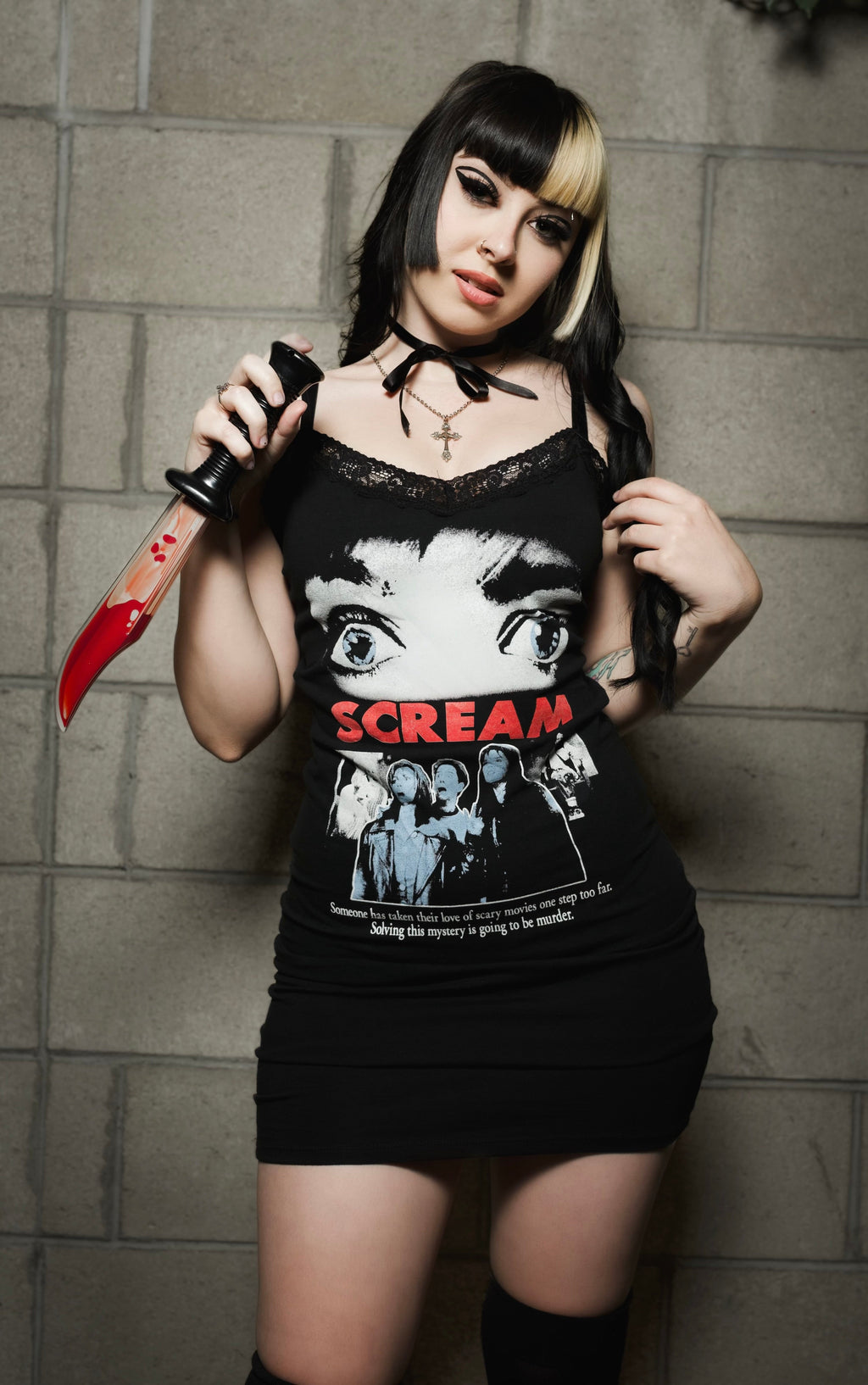 Vera's Eyecandy Scream Lace Strap Dress