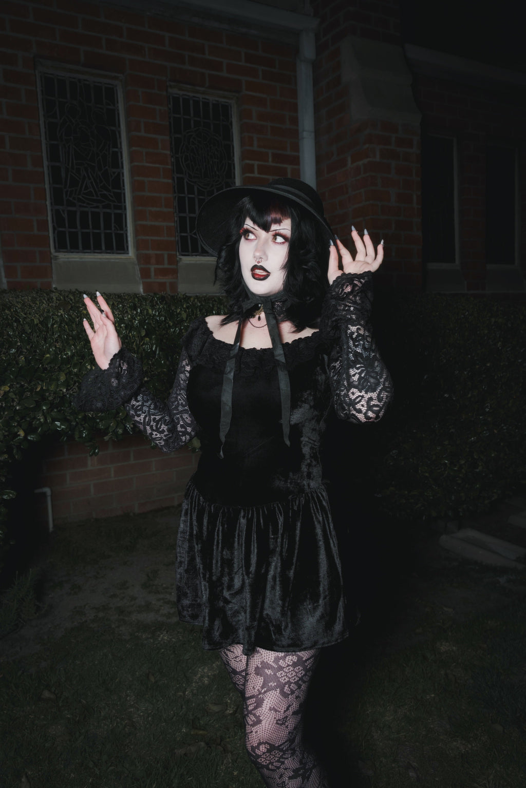 Vera's Eyecandy Black Widow Velvet Dress