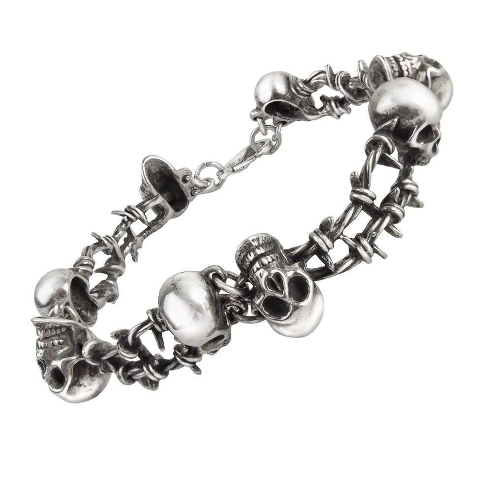 Alchemy Gothic No Mans Land Skull Barbed Wire Bracelet A103