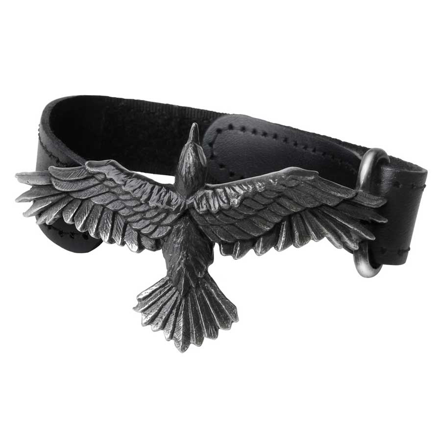 Alchemy Gothic Black Consort Raven Wrist Strap A109