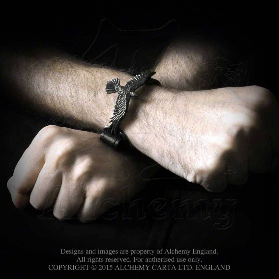 Alchemy Gothic Black Consort Raven Wrist Strap A109