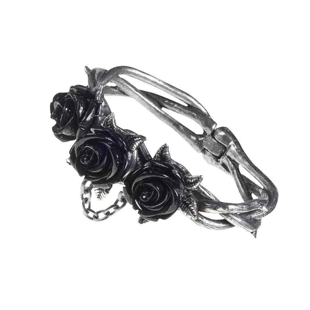 Alchemy Gothic Wild Black Roses Bracelet A125