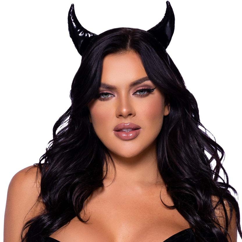 Leg Avenue Black Vinyl Devil Horns Headband